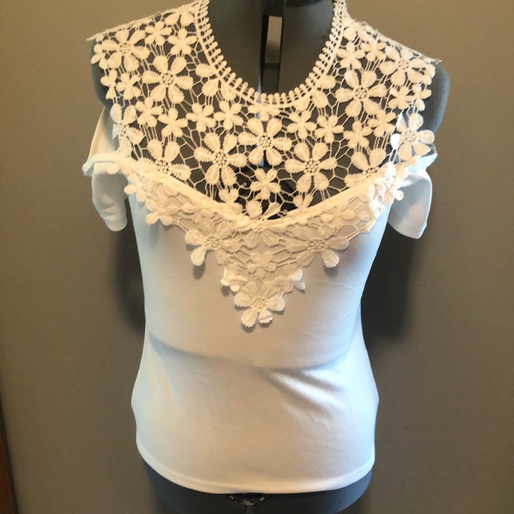 Unique Summer white cold shoulder top